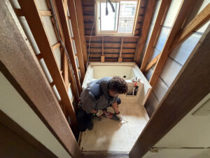 城陽市　水まわりリフォーム　施行中　お風呂